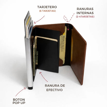 Billetera tarjetero desplegable